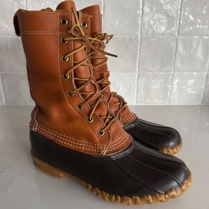 L.L. Bean Vintage Maine Hunting Duck Boots Men 5 Brown Leather Tall 10 Inch USA